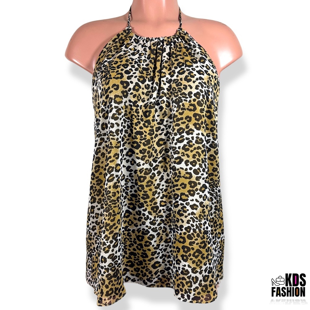 Alice + Olivia Silk Leopard Print Backless Top MD